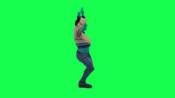 espaço desenho animado personagem dentro verde tela croma kback terra fazendo diferente coisas, em movimento, correndo, pulando, 3d personagem animação Renderização video