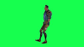 3d cartoon character green screen chroma key soldier space man cute walk talk run action deffernt vewe video