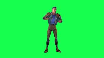 3d cartoon character green screen chroma key soldier space man cute walk talk run action deffernt vewe video