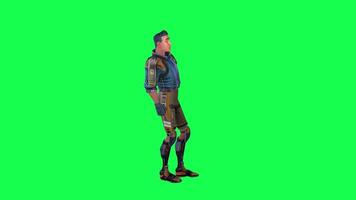 3d tecknad serie karaktär grön skärm krom nyckel soldat Plats man söt promenad prata springa verkan deffernt vewe video