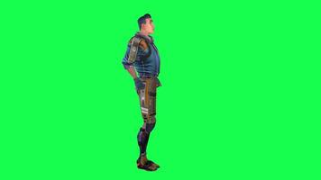 3d cartoon character green screen chroma key soldier space man cute walk talk run action deffernt vewe video