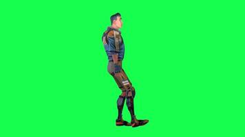 3d cartoon character green screen chroma key soldier space man cute walk talk run action deffernt vewe video