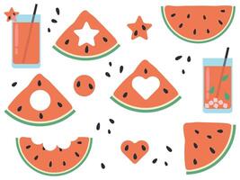 Watermelon Icon Sheet, watermelon fresh juice, fruits collection vector