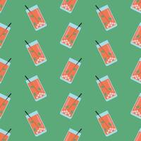 Watermelon Juice Smoothie Seamless Pattern vector