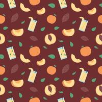 Peach Seamless Pattern, Peach slice, juice, smoothie vector