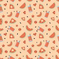 Watermelon Seamless Pattern, watermelon juice, smoothie vector