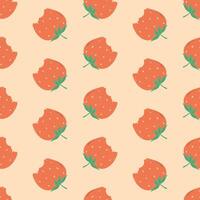 Strawberry Seamless Pattern, Strawberry slice with Bite vector