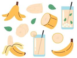 Banana Icon Sheet, banana fresh juice, fruits collection vector