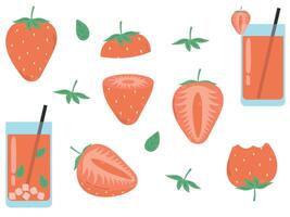 Strawberry Icon Sheet, Strawberry fresh juice, fruits collection vector