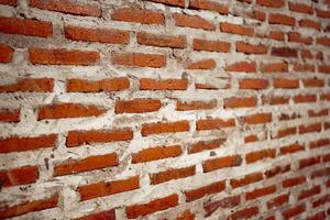 A brick wall with a white border. The wall is made of red bricks and has a white border photo