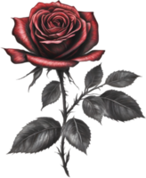 rot Rose Gemälde im voll blühen, rot Rose Tätowierung, Rose Illustration zum Dekoration. KI-generiert. png
