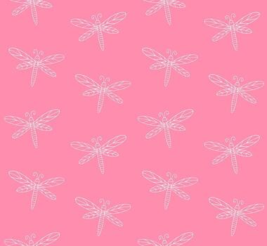 Seamless pattern of sketch dragonfly vector