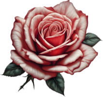 rojo Rosa pintura en lleno floración, rojo Rosa tatuaje, Rosa ilustración para decoración. ai-generado. png