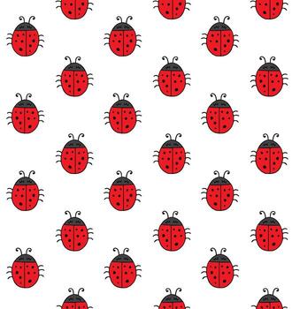 sin costura modelo de garabatear bosquejo mariquita vector