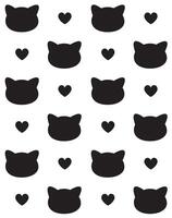 Seamless pattern of cat head and heart vector