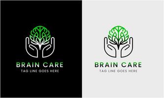 Tree brain logo concept. Human mind, mind growth, human brain with power bulb, brain with leaf, logo concept idea symbol, brain recharge, brain improve vector