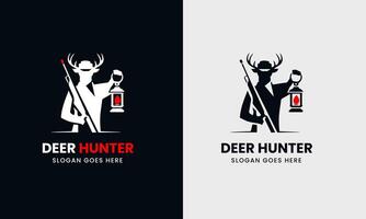 Deer logo, deer hunter logo icon, leaf with deer icon, deer hunter with gun, deer sunrise, deer round icon shape for company, vector