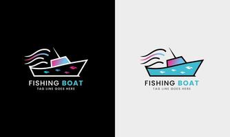 Fishing boat fishing boat logo design sea fish catch minimalist unique sample template vector