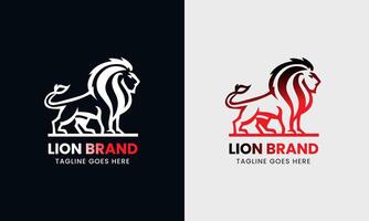 Lion minimalist logo, king lion symbol in red black, yellow color, lion face with fire icon red hart zoo forest vector