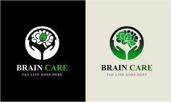 Tree brain logo concept. Human mind, mind growth, human brain with power bulb, brain with leaf, logo concept idea symbol, brain recharge, brain improve vector