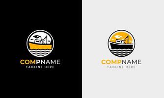 Fishing boat fishing boat logo design sea fish catch minimalist unique sample template vector