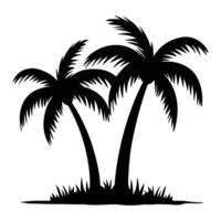 Palm Tree Black Silhouette Isolated White Background Tree icon vector