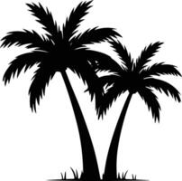 Palm Tree Black Silhouette Isolated White Background Tree icon vector