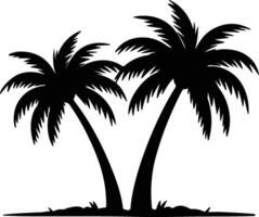 Palm Tree Black Silhouette Isolated White Background Tree icon vector