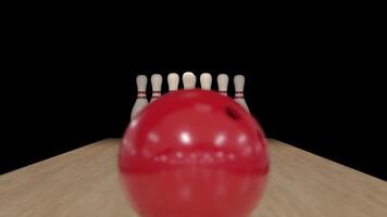 Bowling Strike in slow motion on alpha channel video