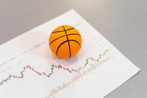 Basketball ball with chart isolated on white background. 3d illustration photo