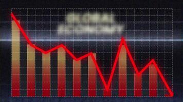 globaal economie concept achtergrond met rood alarmerend kleuren video