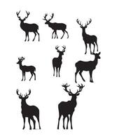 Graphic black silhouettes of wild deers vector