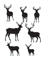 Graphic black silhouettes of wild deers vector