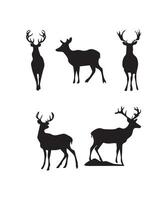 Graphic black silhouettes of wild deers vector