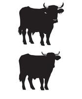 vaca siluetas diseño vector