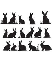 Rabbit silhouettes design vector