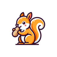 cute squirrel eating peanut icon character png