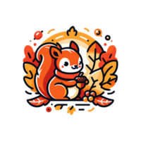 cute squirrel autumn icon character png