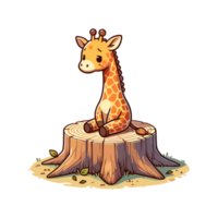 mignonne girafe et des arbres Couper vers le bas icône personnage png