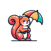 carino scoiattolo Tenere ombrello icona personaggio png