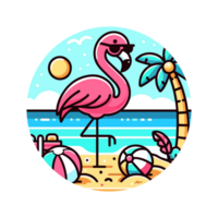 fofa flamingo verão feriado ícone personagem png