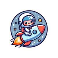 cute boy ride rocket spaceship icon character png