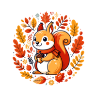 cute squirrel autumn icon character png