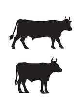 vaca siluetas diseño vector