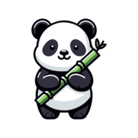 cute panda and bamboo icon character png