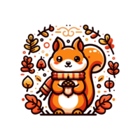 cute squirrel autumn icon character png