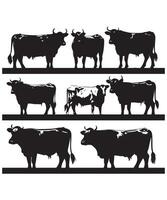 cow silhouettes design vector