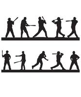 Baseball Players Set - Silhouettes and Color Drawing vector