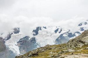 Aerial view of the Alps mountains in Switzerland. Glacier photo