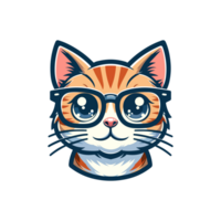 cute cat wearing glasses icon character png